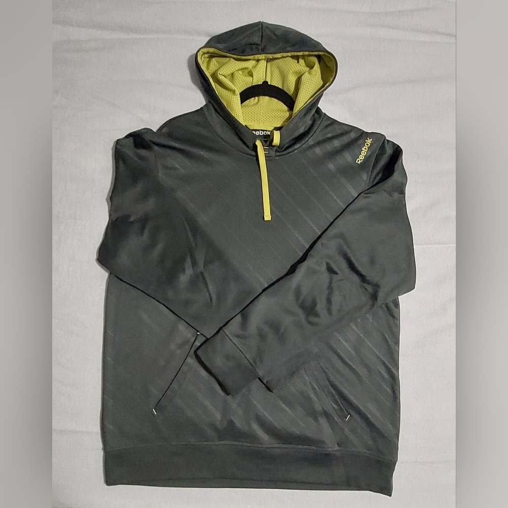 Reebok Charcoal Hoodie with Lime Accents